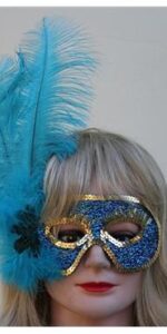 blue feather mask