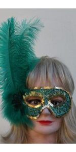 green feather mask