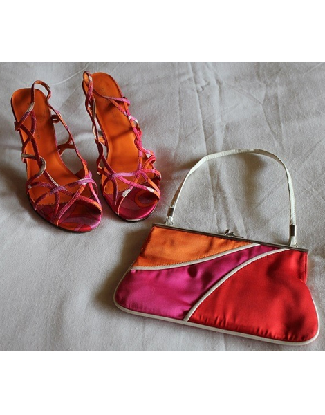 shoes and bag two tone orange and hot pink