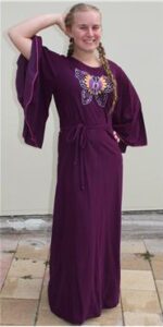 1970s purple embroidered dress