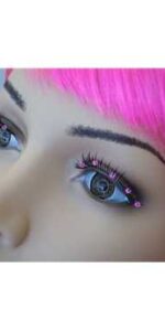 Eyelashes Black with Pink Beads