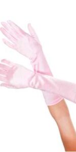 gloves elbow pink satin lycra