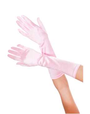 gloves elbow pink satin lycra