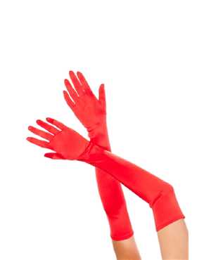 Gloves Long Red Satin Lycra
