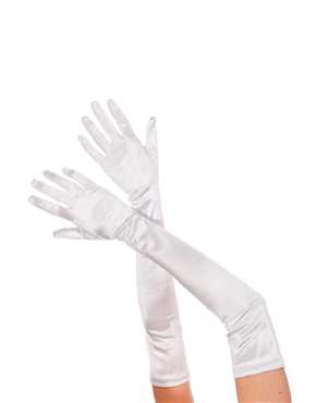 Gloves Long White Satin Lycra