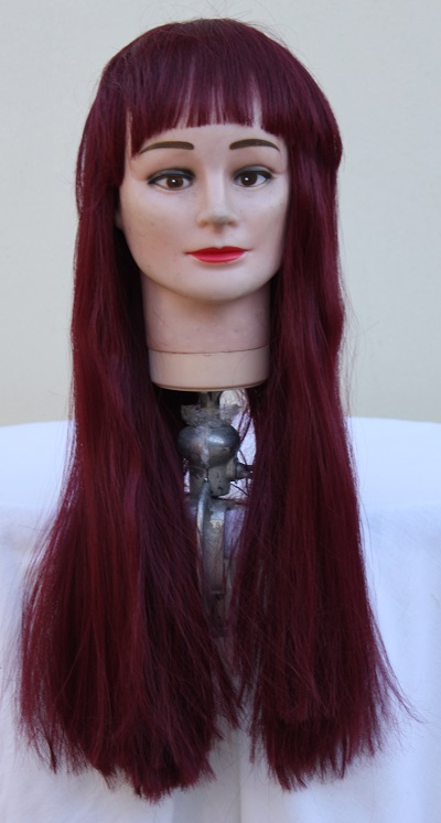 cherry red long wig