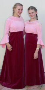 1970 velvet dress marron and pink